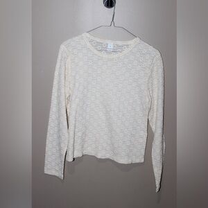Old Navy Cream Textured Long Sleeve Top